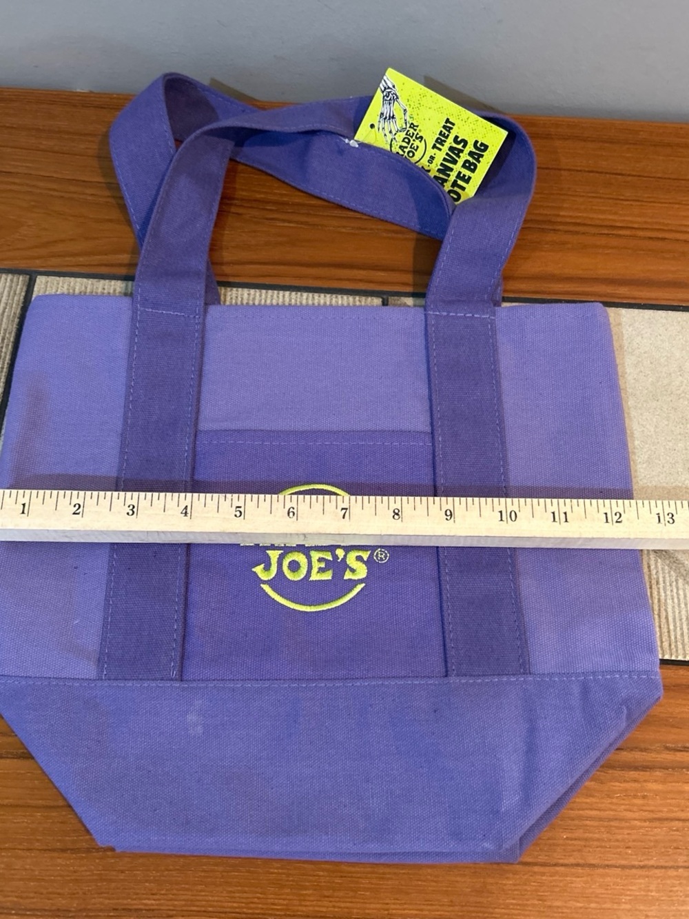 Upcycled Trader Joe's Purple Canvas Tote with Cryptid Patch Accents - Picture 4 of 5